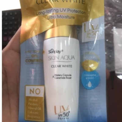 Sunplay Skin Aqua Clear White – Sữa chống nắng dưỡng da trắng mịn