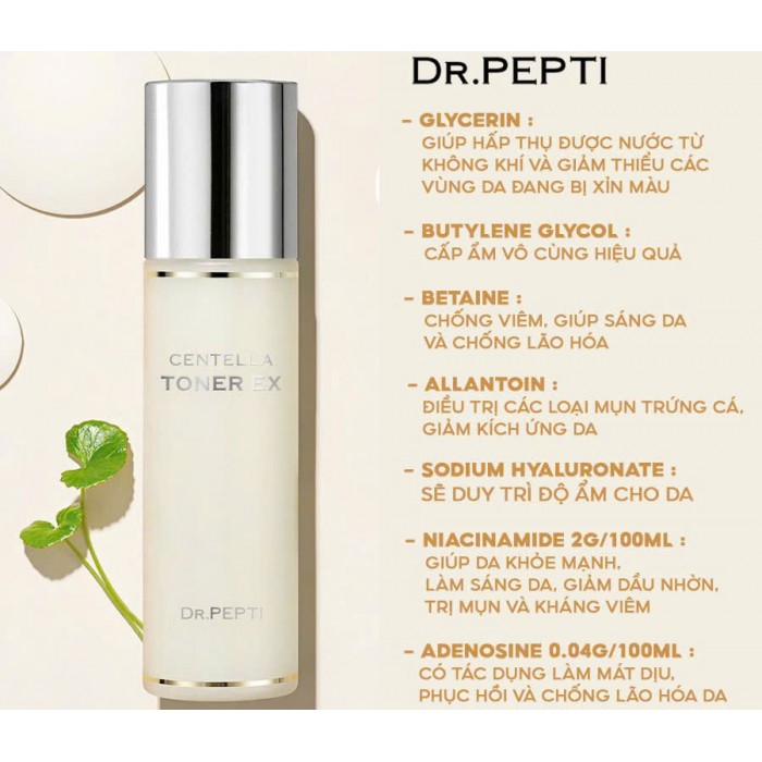 Toner nước hoa hồng Dr.Pepti Centella Toner 180ml Toner nước hoa hồng Dr.Pepti Centella Toner 180ml